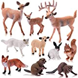 10 Figure di Animali di Foresta in Miniatura Mini Figurine di Animali di Bosco Giocattoli di Set da Giochi Educativi ...