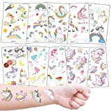 10 Fogli Tatuaggi Temporanei per Bambini, Unicorno Tatuaggi Finti Tattoo Adesivi per Ragazzo Ragazza Festa di Compleanno Sacchetti Regalo Giocattolo