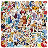 100 adesivi carini Princess Mermaid Stickers Vinyl Waterproof Pooh Bear Mickey Minnie Stickers Pack for Kids Girls, Classic Mixed Cartoon ...