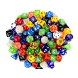 100+ Pack of Random Polyhedral Dice in Multiple Colours Plus Free Pouch Set by Wiz Dice