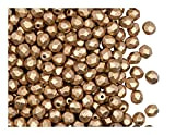 100pc Ceco Perle di sfaccettato Vetro, Fire-Polished Beads Rotondo 4mm Aztec Gold (Crystal Bronze Pale Gold)