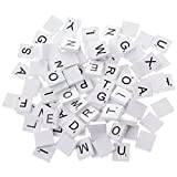 100Pcs Wooden Colourful Scrabble Tiles Mix Letters Varnished Alphabet Scrabbles (White) Wooden Jigsaws