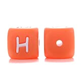 10Pcs 12mm Arancione Lettera Inglese Perline Alfabeto Perline per Accessori Collana a Catena Fai da Te-H