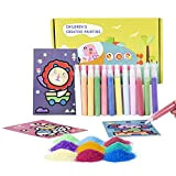 12 confezioni di carte per pittura a sabbia per bambini da colorare fai da te con 12 bottiglie scintillanti glitter ...