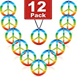 12 Pezzi Collane di Pace Arcobaleno Plastica Pendente del Segno di Pace Accessorio del Costume della Collana