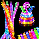 12 Pezzi Mini Giocattoli Sensoriali di Tubi Pop,Fidget Pop Tube Giocattoli,Bastoncini LED,Pop Light-Up Giocattoli Sensory,Bastoncini LED,Giocattoli Luminosi,Luminose per Party Feste ...