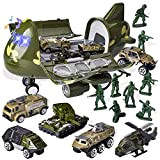 15 pezzi Military Friction Power ed Transport Airplane Toy con Diecast Military Cars include 6 giocattoli da combattimento militari e ...