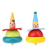 2 pezzi in legno colorato pagliaccio giroscopio trottole educativi regalo di natale per bambini giocattoli di alta qualitàUtile e pratico