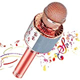 【2020 Nuovo design】 Microfono Karaoke Bluetooth senza fili, Microfono portatile Altoparlante Registratore, Altoparlante Karaoke ricaricabile (Rose Pink)