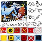 24 pezzi Calendario dell'Avvento Puzzle,Puzzle,completo di rompicapo Set,Puzzle Game 3D Gioco di Mente,Puzzle di metallo,Calendario dell'avvento puzzle game (B)