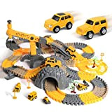 258pcs costruzione pista veicolo giocattoli per ragazzi e ragazze con 2 auto elettriche, STEM costruzione piegabile auto da corsa camion ...