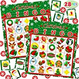 28 biglietti di Natale da bingo per bambini (5 x 5) per feste di Natale per bambini, giochi di Goodies ...