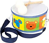 3315 Tamburino Animali small foot in legno, strumento musicale giocattolo per bambini con motivi di animali colorati, cinghie per il ...