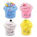 4 Pack Butter Slime Kit, with Yellow UVA Slime, Pink Watermelon Slime, Coffee Slime, Blue Candy Slime and White Slime ...