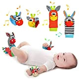 4 pezzi Baby Rattle Toy Sonaglini Sensoriali per Bambini Cuci da Polso Simpatici Animaletti Developmental Sonaglio in Morbido Toys Braccio ...