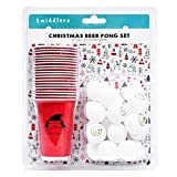 40 Pezzi Set Birra Pong Natale| 20 Bicchieri di Plastica Babbo Natale, 20 Palline Pupazzo Neve| Festivo, Resistente e Non ...