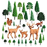 5 Giocattoli con Figure di Animali della Foresta e 30 Alberi Modello Misto da 1,18-6,30 Pollici Accessori per Alberi in ...
