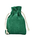 5 sacchettini in iuta con cordoncino in cotone, 40 x 30 cm (altezza x larghezza), colore: verde, 100% iuta, confezione ...