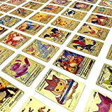 55 Carte Pokemon Oro in Lamina d’oro con Alto Attacco, Materiale in PVC Versione inglese. (Dorate).