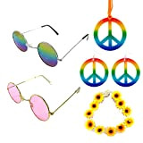 6 fantastici accessori per hippie, idee per feste di Halloween, decorazioni chic per feste a tema, orecchini colorati, ghirlanda di ...