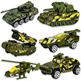 6 pacchetti di veicoli militari di camion pressofusi, giocattoli di auto militari in lega di metallo per ragazzi, carri armati, ...