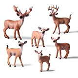 6 Pezzi Animali da Foresta Figure di Plastica Set di Educativi Giocattoli Renna di Natale Realistico Cervo dalla coda bianca ...