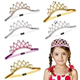 6 Pezzi Corona Principessa, Tiara Corona Fascia Elastica, per Capelli Corona Fascia per Capelli, per Regalo di Compleanno per Bambina