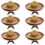 6 x cappello sommerro in paglia, con fasce della festa messicana e 6 x baffi, tema fantasy