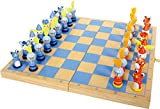 6084 Scacchi "Cavaliere" small foot in legno, gioco da viaggio con 32 scacchi in stile cavalleresco in legno, dai 6 ...