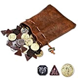 60PCS DND Coins with Leather Pouch, Gold, Silver and Copper Coins in Metal Coins, Fantasy Coins for Board Games, Fake ...