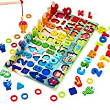 7 in 1 Puzzle Giocattolo in Legno Montessori, MEOWMEE Tavola Logaritmica per la Prima Educazione per Bambini che Imparano Colori ...