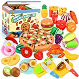 70 Pezzi Set Accessori Cucina Giocattolo per Bambini, Taglio Frutta e Verdura Giocattolo, Alimenti Giocattoli di Plastica per Tagliare Frutta, ...