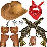 9 Pezzi Accessori Costume da Cowboy per Bambini Cappello da Cowboy Bandana Cowboy Accessori Feste di Halloween Natale Carnevale Cosplay ...