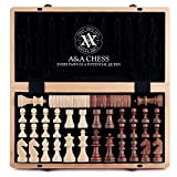A&A Set scacchi e scacchi in legno da 38 cm / Tavola pieghevole / Pezzi extra grandi da 7.6 cm ...