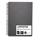 A4 Sketchbook - 100 Pages (50 Sheets) Wire-O Portrait Drawing Pad for Heavy Mixed Media with Perforated 185gsm Acid Free ...