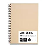 A4 Sketchbook - (Pack of 1,100 Pages (50 Sheets)) Wire-O Portrait Drawing Pad for Heavy Mixed Media with Perforated 185gsm ...