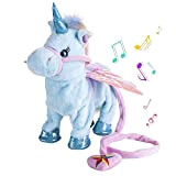 Abester Giocattolo di Peluche a Forma di Unicorno ambulante Elettrico Giocattolo di Peluche, Guinzaglio per canti magici Pony per Bambini ...