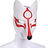 ABOOFAN 2 Pz Costume Fox DIY Blank Giapponese Kabuki Kitsune Masks per Halloween Masquerade Costume Prop (Black White)