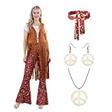 Abu 70s - Costume da donna hippie anni '60, stile hippie, stile anni '60, con segno della pace, accessori per ...