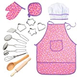 Acekid Set da Cucina per Bambini， Cooking Dress Up for Children, Kit Grembiule Impermeabile da 15 Pezzi per Ragazze con ...