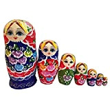 AchidistviQ, 7 bambole impilabili in legno, per bambini, regalo di compleanno, colore: blu