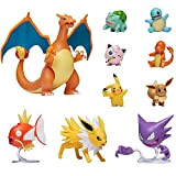 Action Figures Pokémon, Charizard, Magikarp, Haunter, Eevee, Charmander, Squirtle, Pikachu, Bulbasaur, Jigglypuff e Jolteon, Dettagli ufficiali autentici, Confezione multipla da ...