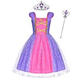 ACWOO Angels Costume da Principessa Rapunzel per Bambina, Vestito Principessa Bambina, Vestito da Festa di Compleanno 120cm