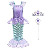 ACWOO Costume da Principessa Sirena per Bambina, Costume da Sirena per Bambine con Aaccessori, Vestito Costume da Principessa Sirena per ...