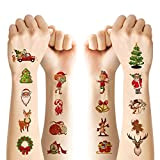 ACWOO Tatuaggio Temporaneo di Natale per i Bambini, 10 Ffogli Tatuaggi di Natale Sticker, Impermeabili Falso Tatuaggio Tattoos Adesivi Per ...