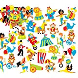 Adesivi in Gommapiuma a Tema Circo per Bambini, per Decorare Biglietti e Album per Creazioni Artistiche (Confezione da 120)