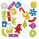Adesivi Natalizi Glitterati in Gommapiuma Baker Ross (confezione da 120)- Artigianato e decorazioni artistiche natalizie per bambini , cartoline, biglietti ...