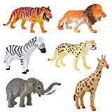 Afufu 6 Pezzi Fattoria Animali Giocattolo, Figure Animale in Plastica, Foresta Giungla Animali Selvatici Tiger Leopard Leone Giraffa Zebra Elephant ...