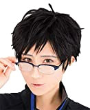 Agaruu Yuri on Ice Yuri Katsuki Cosplay nero parrucca corta occhiali set