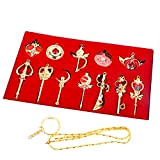 AimdonR Sailor Moon 12 Collana, COSPLAY, decorazione, portachiavi, giocattolo, regalo di Natale per ragazza, Oro